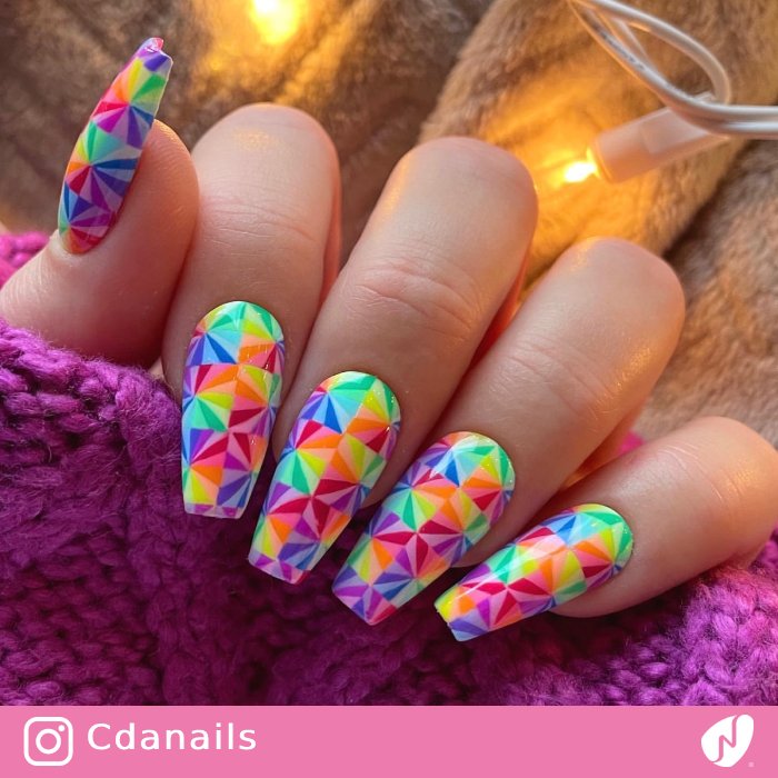 Pastel Neon Geometric Nails
